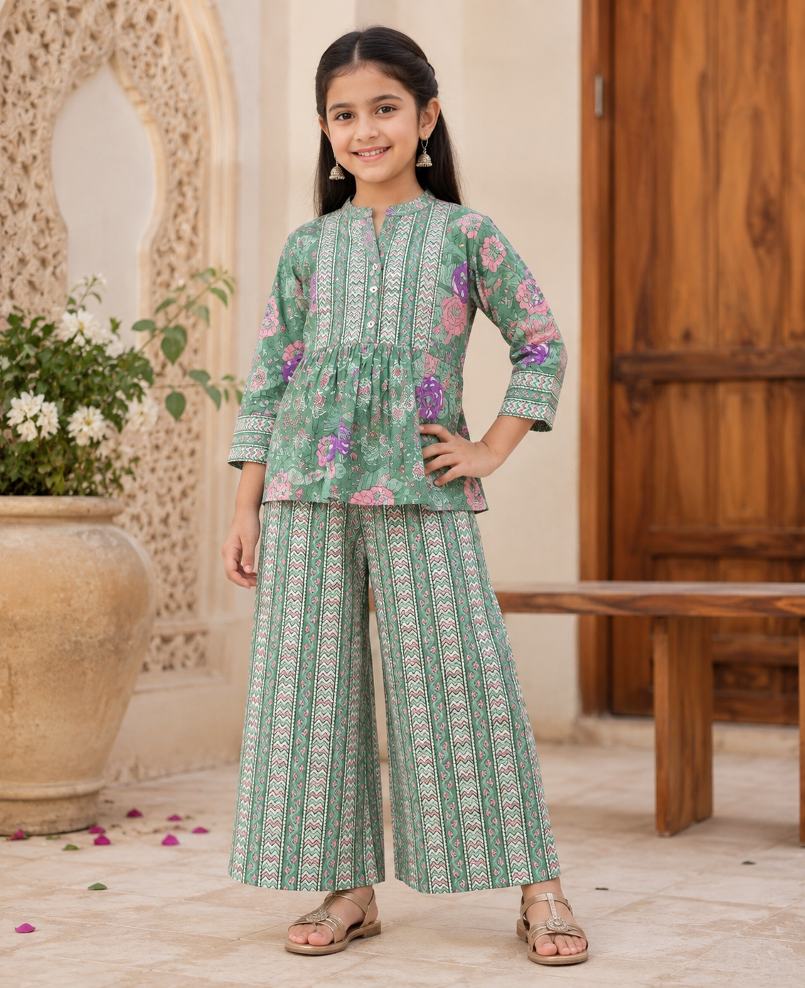 Aww Hunnie 100% Cotton 3/4 Sleeves Ethnic Co Ords Set