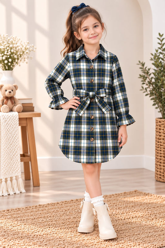 Aww Hunnie Wollen Full Sleeves Long Shirt Dress With Belt