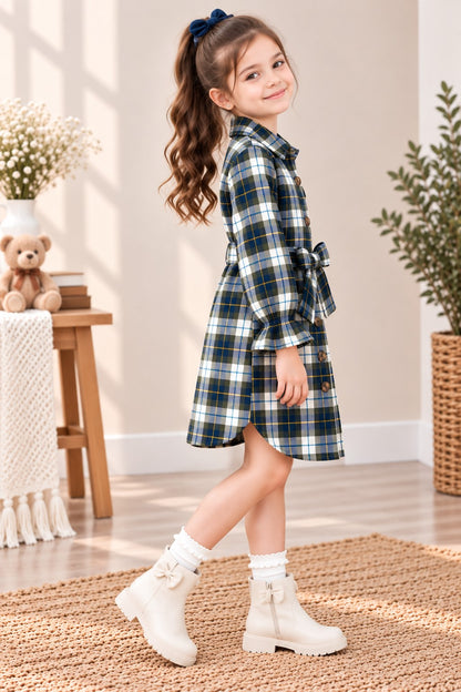 Aww Hunnie Wollen Full Sleeves Long Shirt Dress With Belt