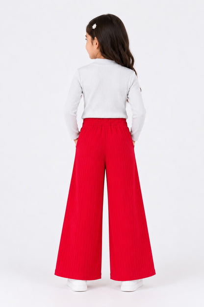 Aww Hunnie Poly wollen Full Sleeves High Neck Solid Top With Poly Cordroy Bottom Set