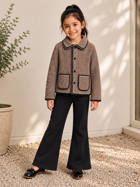 Aww Hunnie Wollen Full Sleeves jacket with Bell Bottom