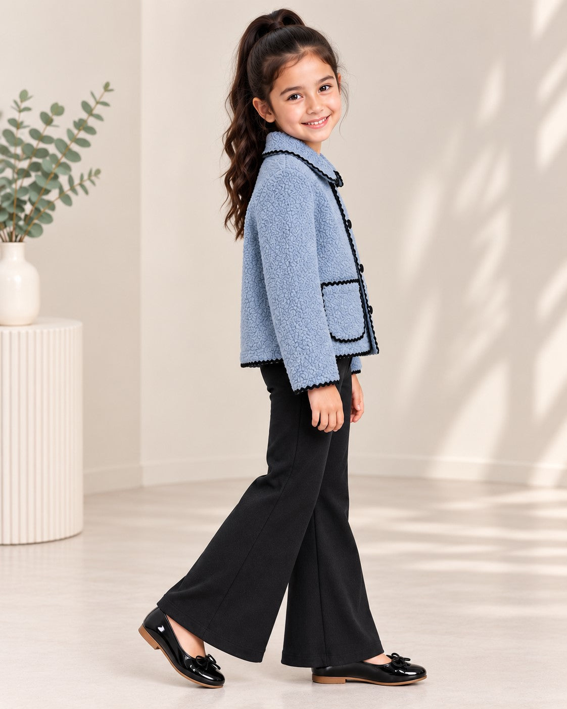 Aww Hunnie Wollen Full Sleeves jacket with Bell Bottom