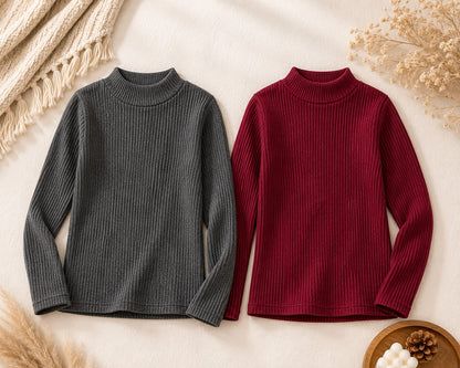 Aww Hunnie Woollen Full Sleeves High Neck T-shirts Pack Of 2