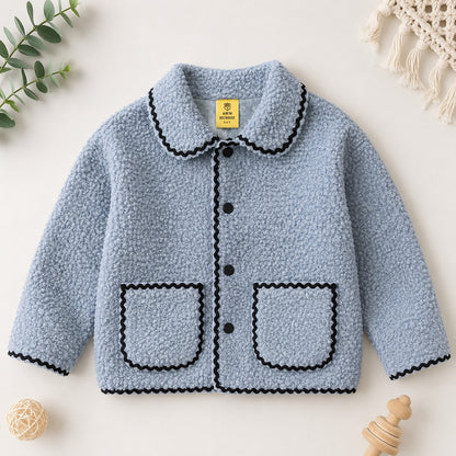 Aww Hunnie Fleece Full Sleeves Collar Neck Button-Front Jackets with Pockets
