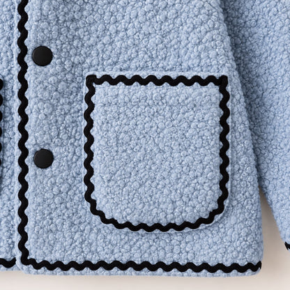Aww Hunnie Fleece Full Sleeves Collar Neck Button-Front Jackets with Pockets