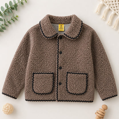 Aww Hunnie Fleece Full Sleeves Collar Neck Button-Front Jackets with Pockets