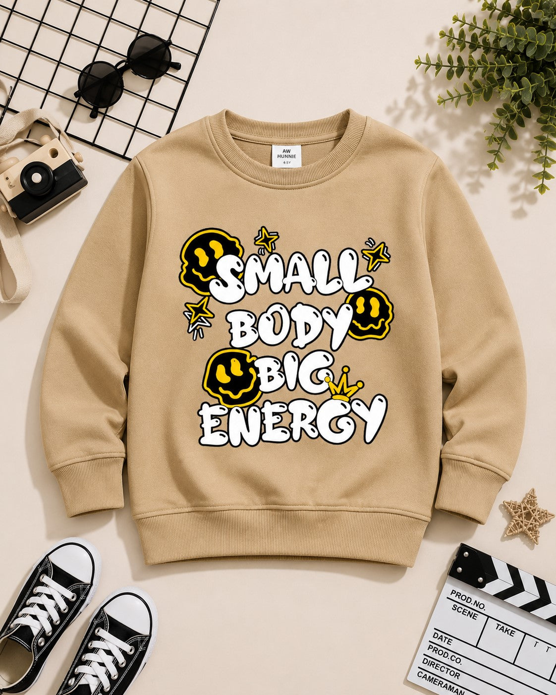 Aww Hunnie Terry Full Sleeves Round Neck Sweatshirt