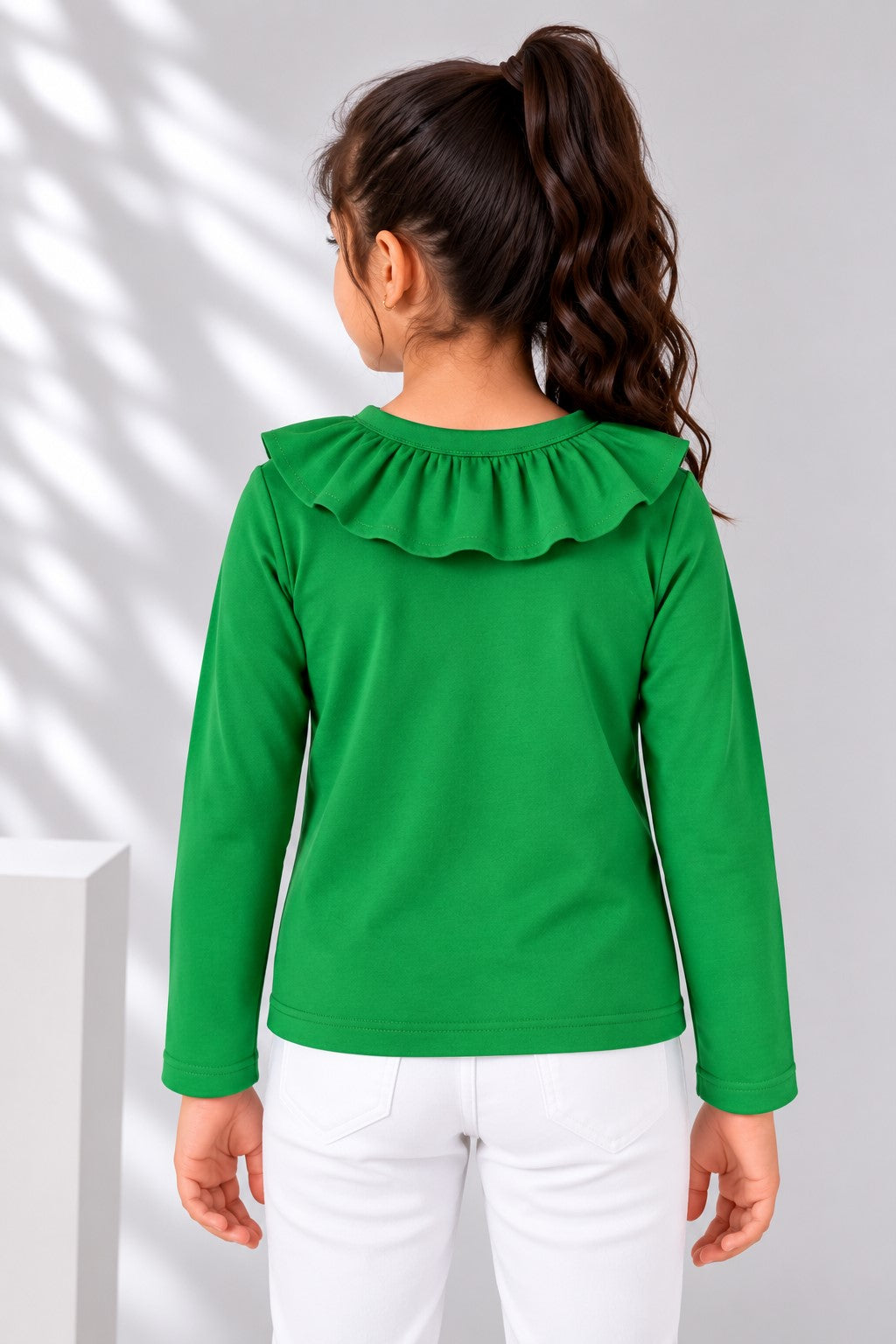 Aww Hunnie Girls Solid Full Sleeves Round Neck Cotton Top