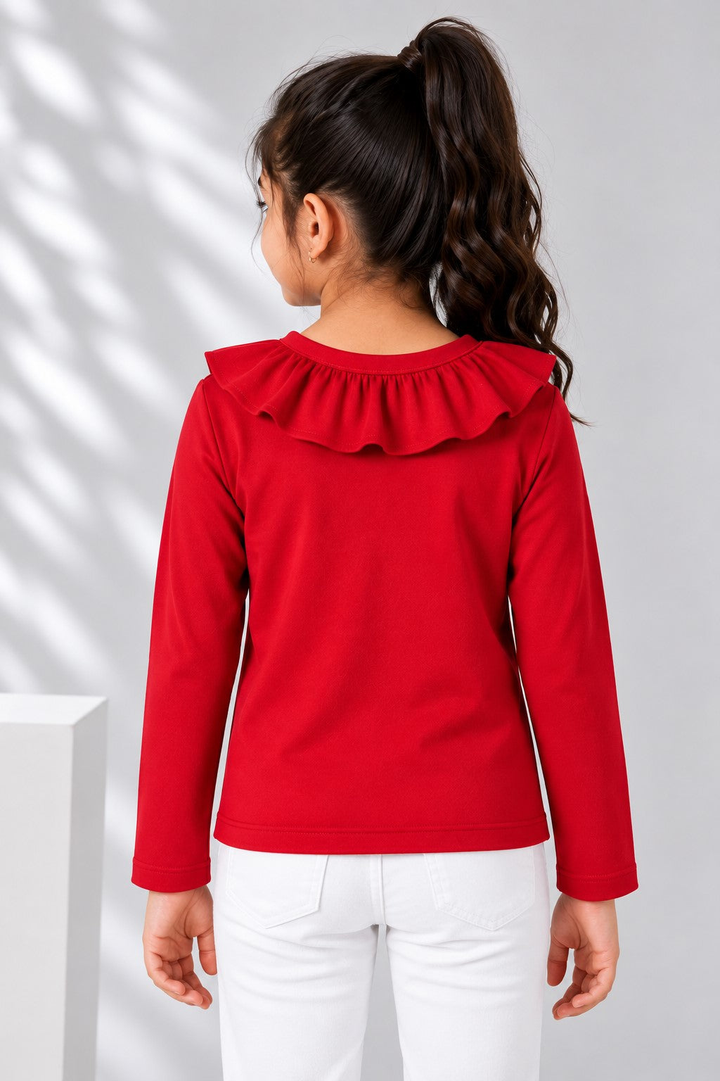 Aww Hunnie Girls Solid Full Sleeves Round Neck Cotton Top