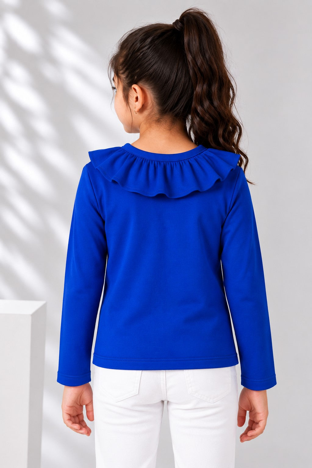 Aww Hunnie Girls Solid Full Sleeves Round Neck Cotton Top