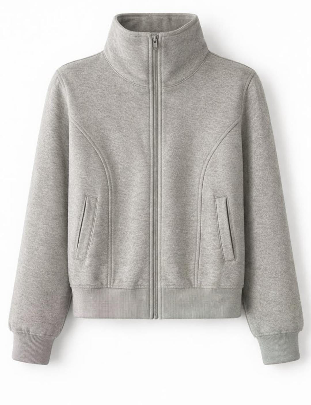 Aww Hunnie Full Sleeves High mock-collar Fleece Jacket