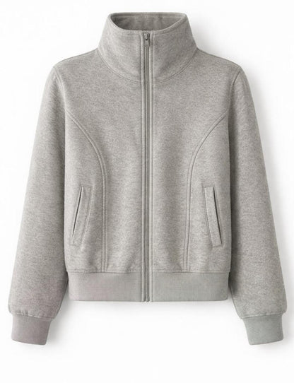 Aww Hunnie Full Sleeves High mock-collar Fleece Jacket