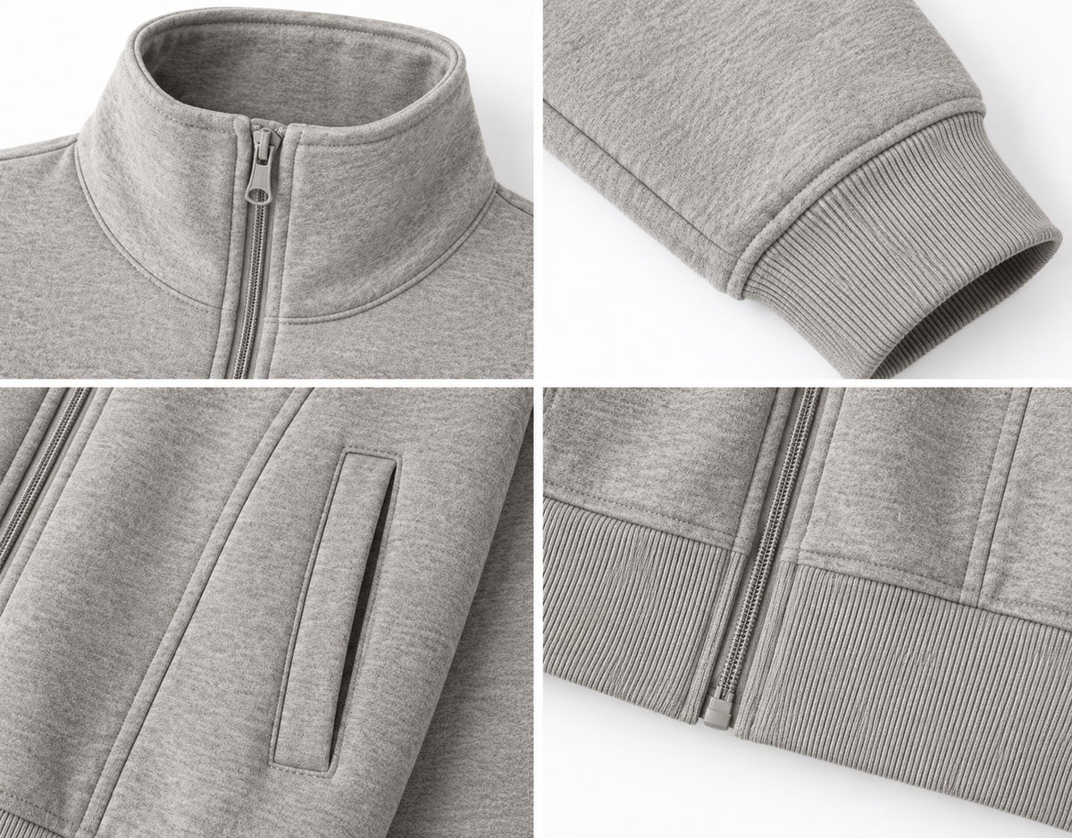 Aww Hunnie Full Sleeves High mock-collar Fleece Jacket
