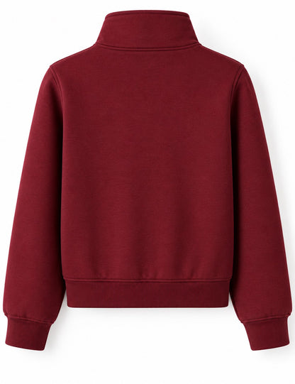 Aww Hunnie Full Sleeves High mock-collar Fleece Jacket