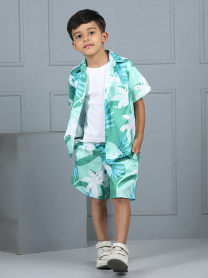 Aww Hunnie Kids’ Knit Sleeveless Tee & Leaves-Print Short Set – Premium Playwear