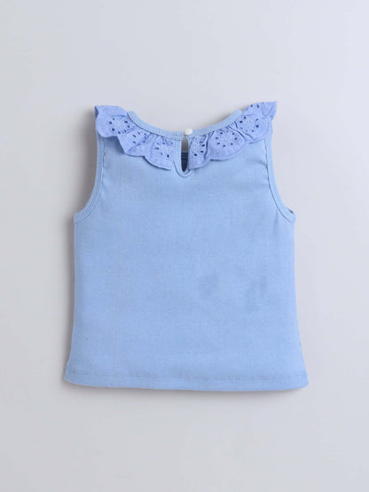 Aww Hunnie Schiffli Lace Design Top - Pure, Chemical-Free Kidswear