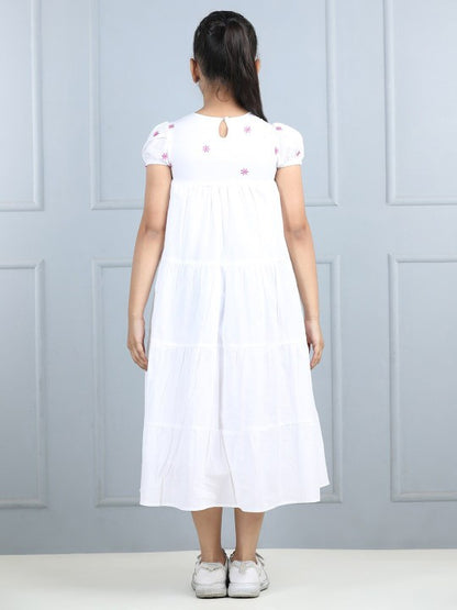 Girls Cotton Embroidered A-Line Tiered Dress [ TEST PRODUCT ]
