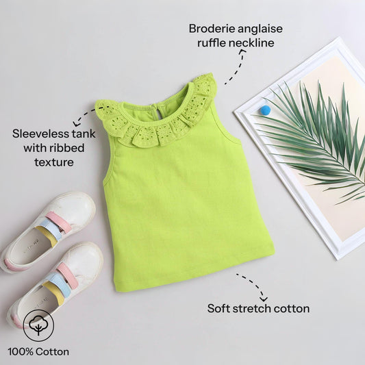 Aww Hunnie Schiffli Lace Design Top - Pure, Chemical-Free Kidswear