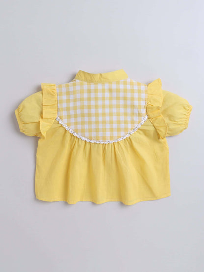 Aww Hunnie Check Yog Front Button 100% Cotton Top - Pure, Chemical-Free Kidswear