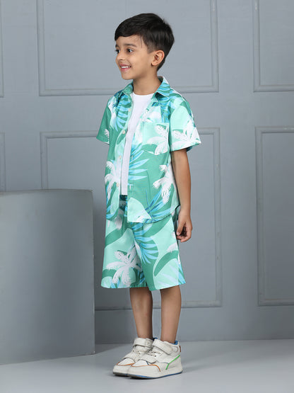 Aww Hunnie Kids’ Knit Sleeveless Tee & Leaves-Print Short Set – Premium Playwear