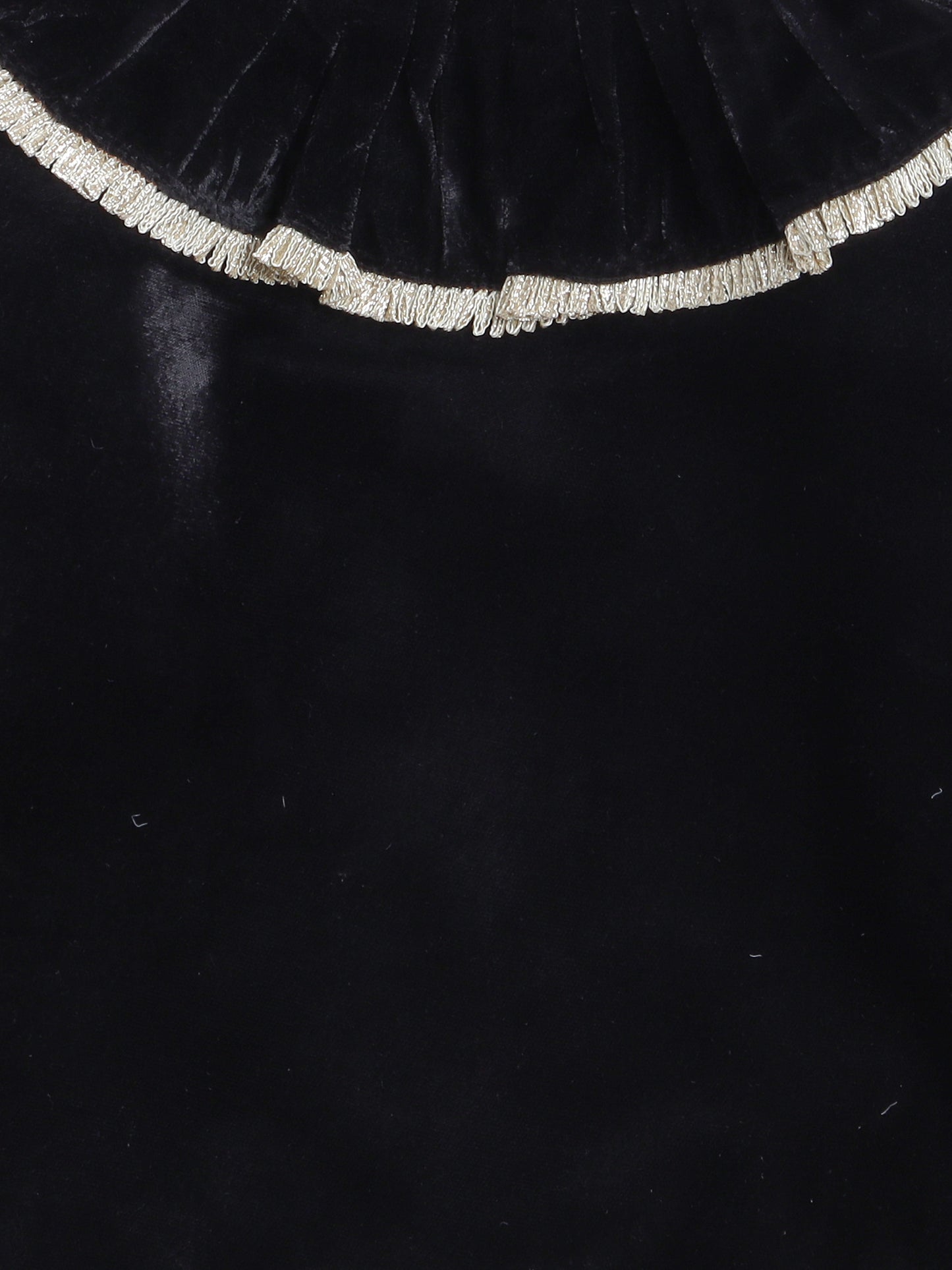 Full Sleeves Neck Frill Detailed Solid Velvet Party Top