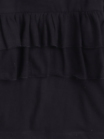 Full Sleeves Frill Detailed Solid Cotton Terry Top