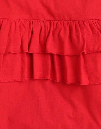 Full Sleeves Frill Detailed Solid Cotton Terry Top