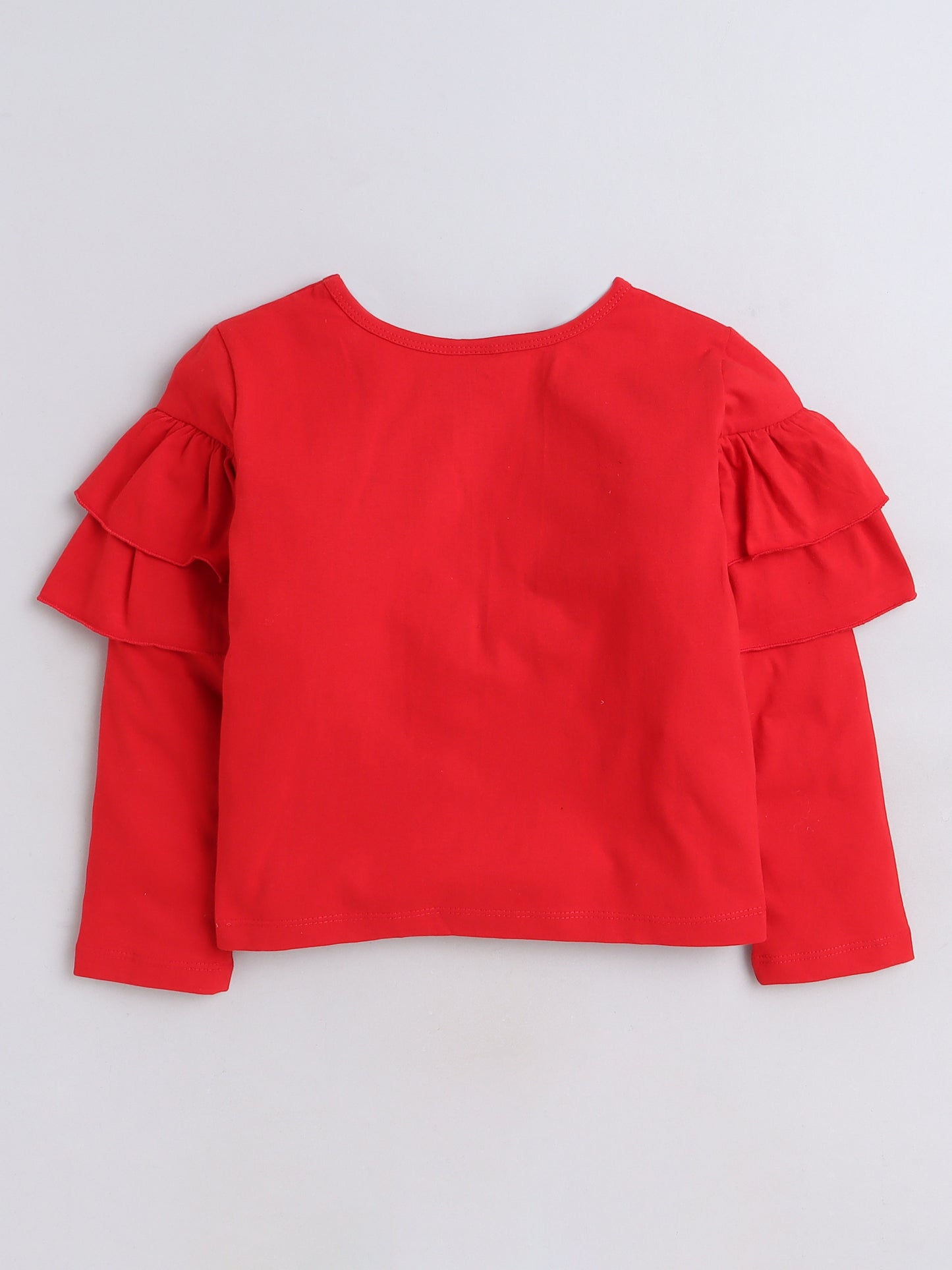 Full Sleeves Frill Detailed Solid Cotton Terry Top