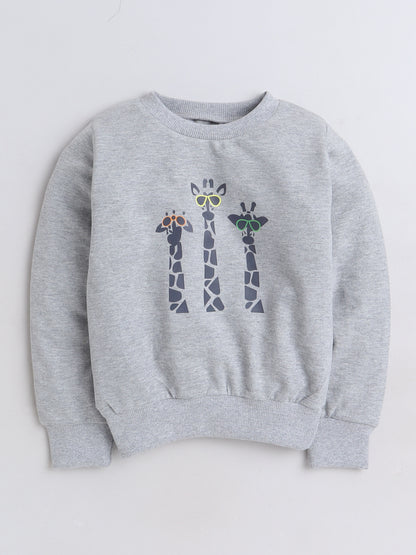 Full Sleeves Giraffe Printed Cotton Terry Autumn Winter Sweatshirt