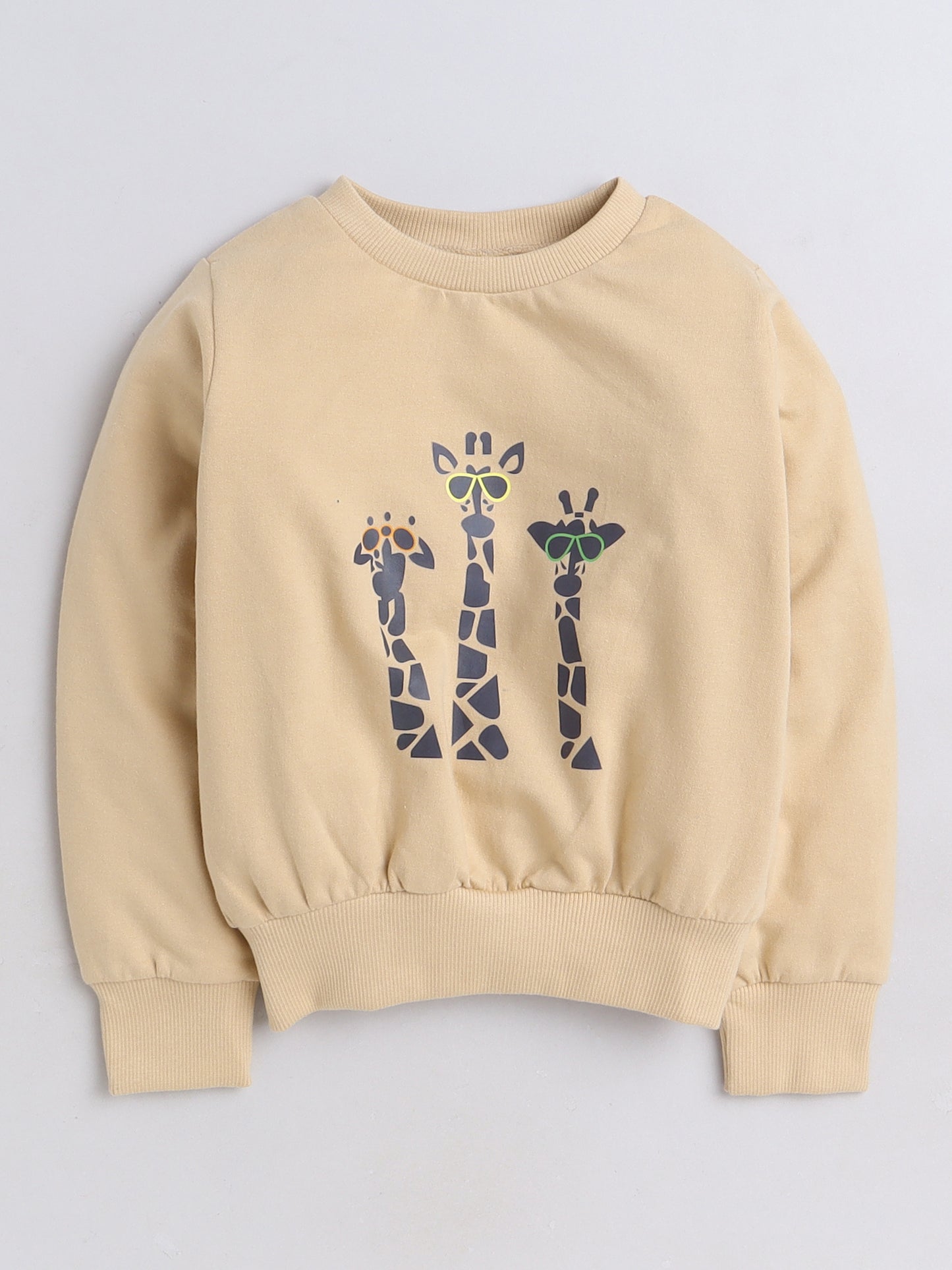 Full Sleeves Giraffe Printed Cotton Terry Autumn Winter Sweatshirt