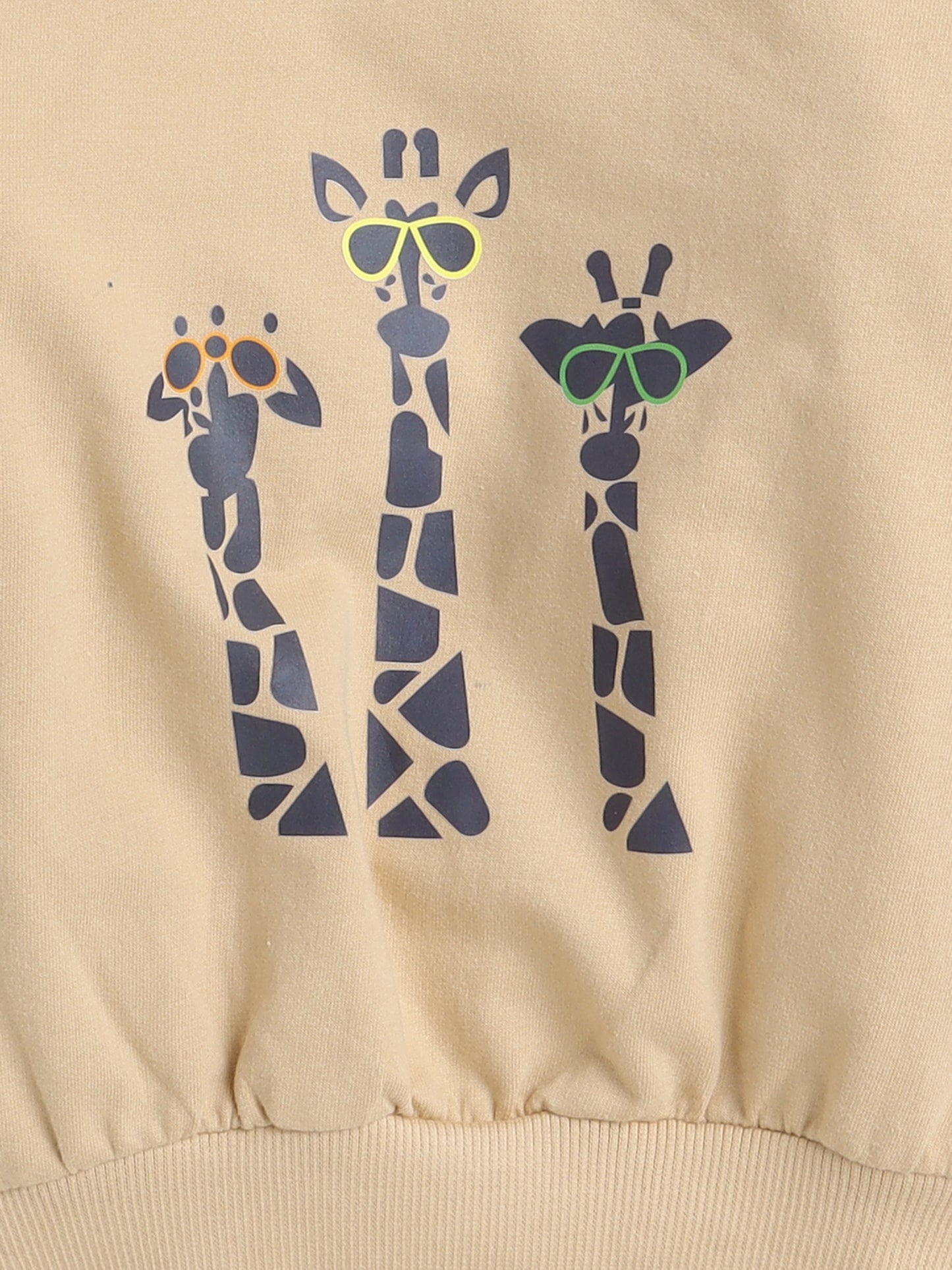 Full Sleeves Giraffe Printed Cotton Terry Autumn Winter Sweatshirt
