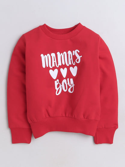 Full Sleeves Mamas Boy Text Printed Cotton Terry Autumn Winter Sweatshirt