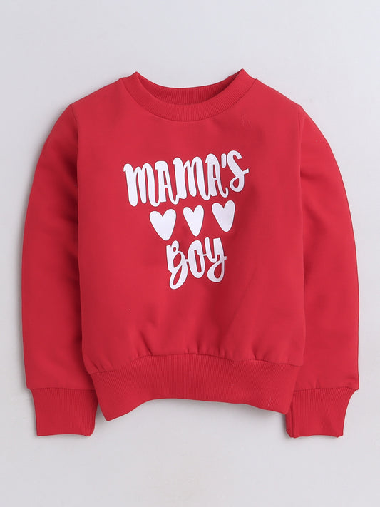 Full Sleeves Mamas Boy Text Printed Cotton Terry Autumn Winter Sweatshirt