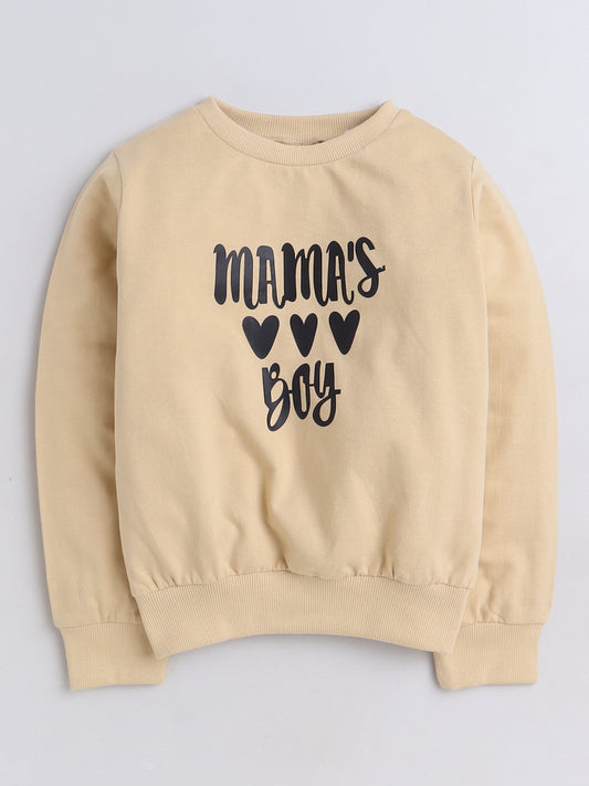 Full Sleeves Mamas Boy Text Printed Cotton Terry Autumn Winter Sweatshirt