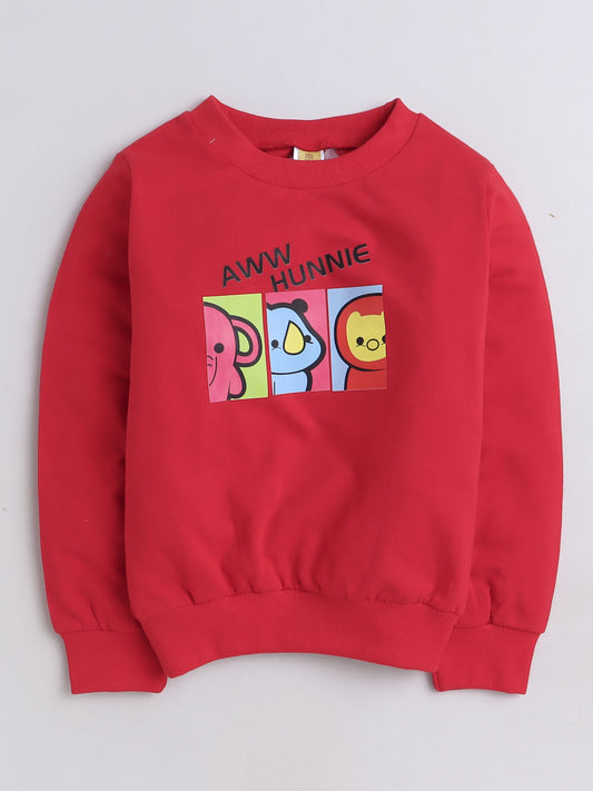 Full Sleeves Cartoon Animals Printed Cotton Terry Autumn Winter Sweatshirt