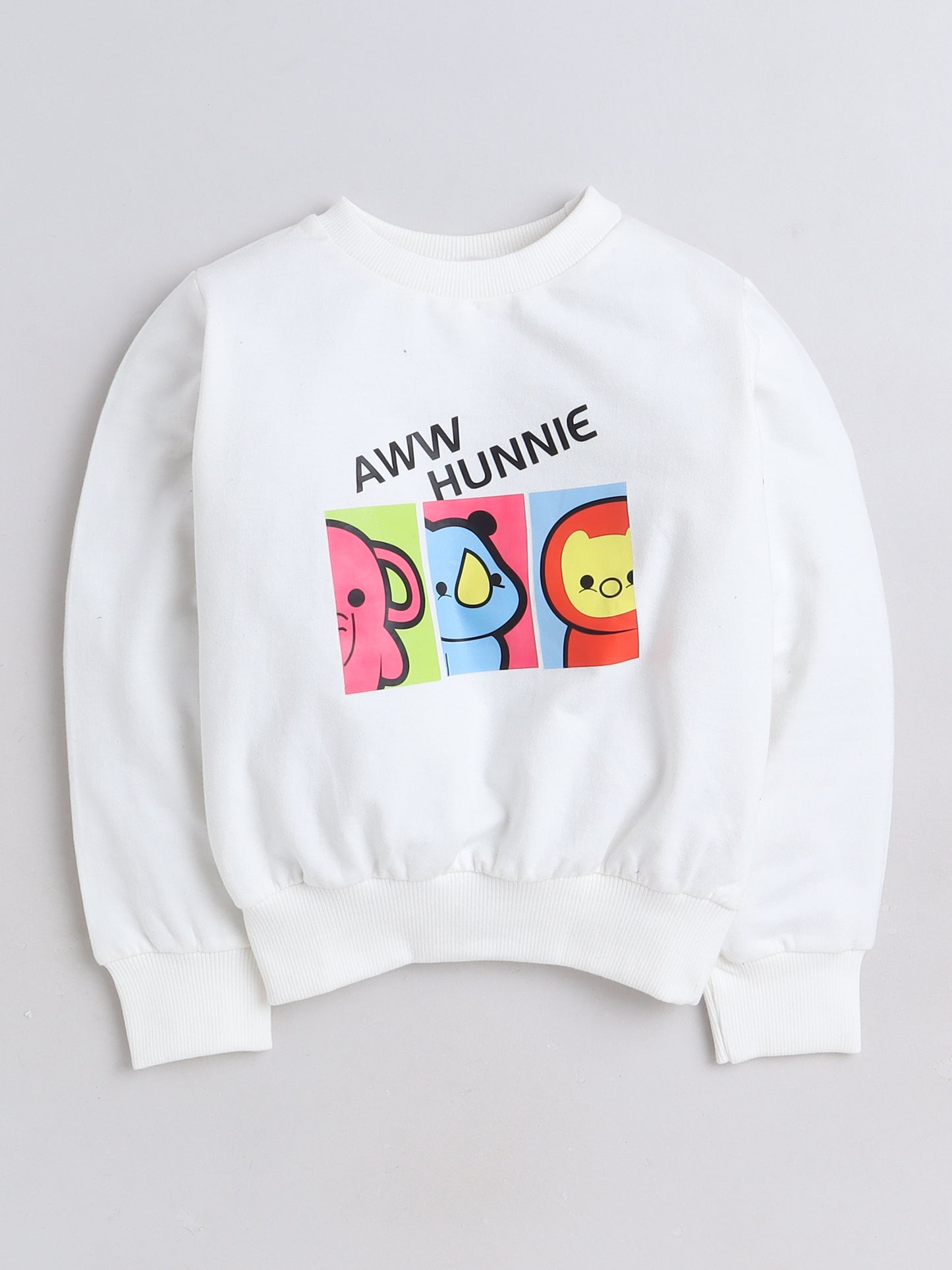 Full Sleeves Cartoon Animals Printed Cotton Terry Autumn Winter Sweatshirt