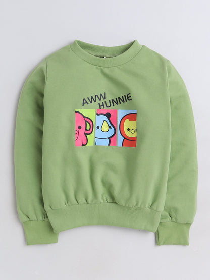Full Sleeves Cartoon Animals Printed Cotton Terry Autumn Winter Sweatshirt
