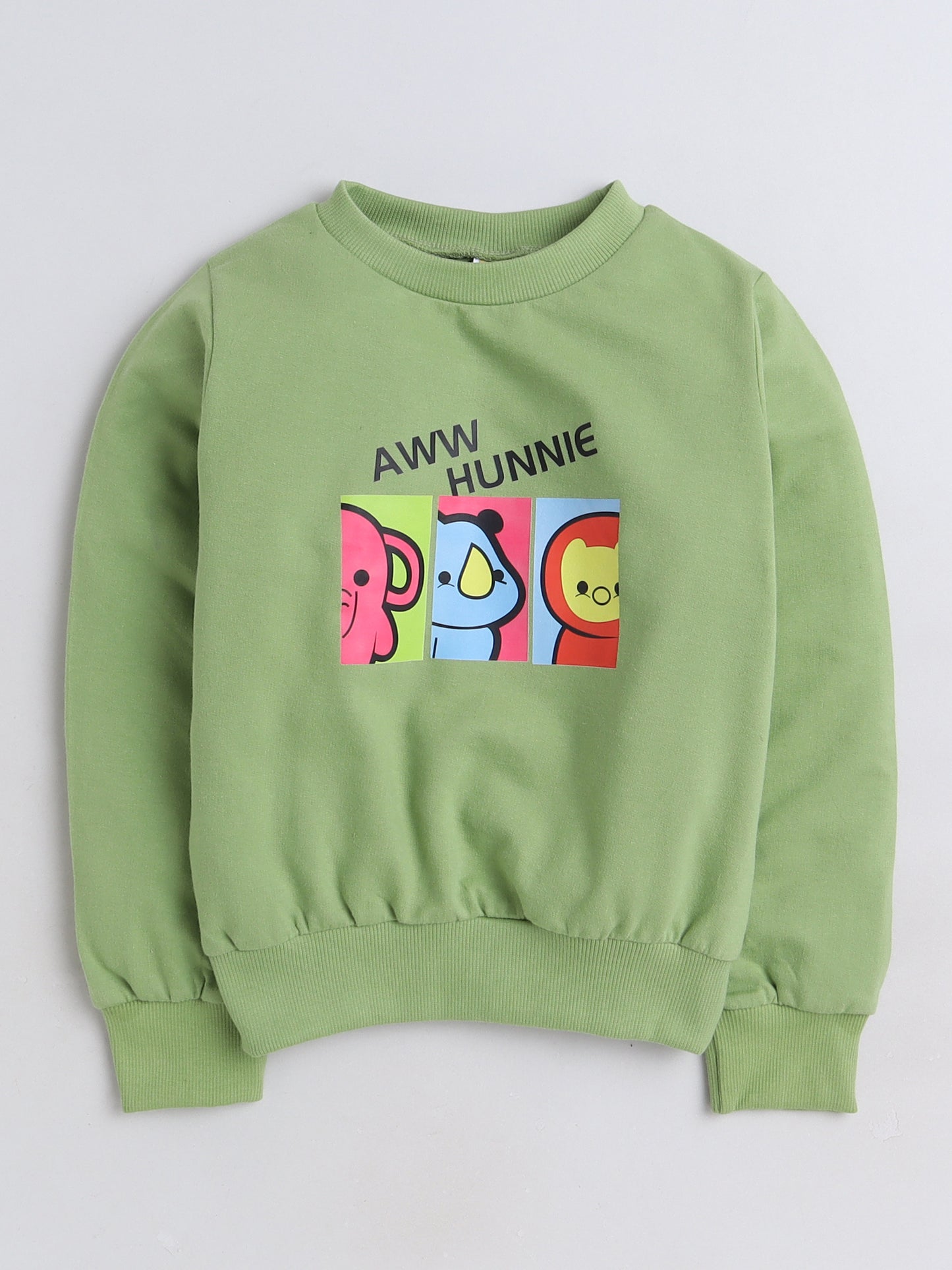 Full Sleeves Cartoon Animals Printed Cotton Terry Autumn Winter Sweatshirt