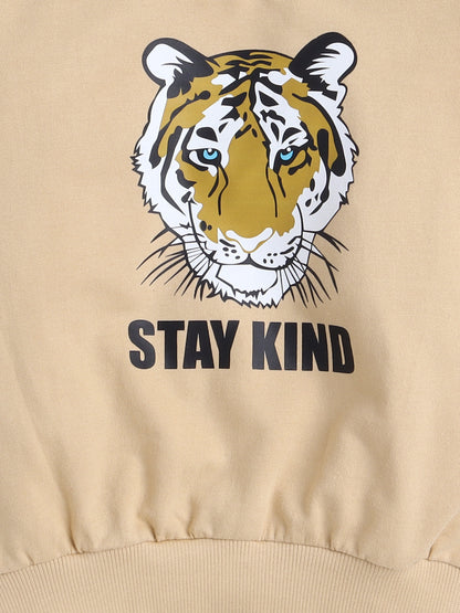 Full Sleeves Tiger Printed Cotton Terry Autumn Winter Sweatshirt
