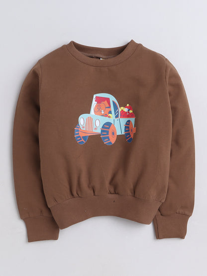 Full Sleeves Girl Driving Jeep Printed Cotton Terry Autumn Winter Sweatshirt