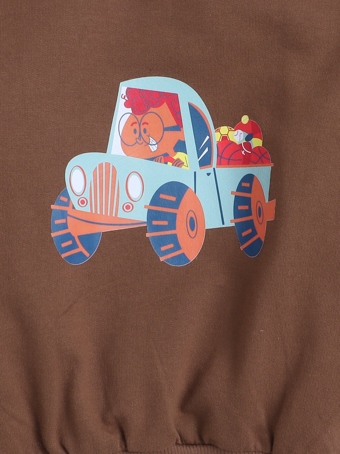 Full Sleeves Girl Driving Jeep Printed Cotton Terry Autumn Winter Sweatshirt