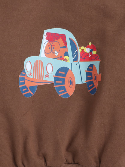 Full Sleeves Girl Driving Jeep Printed Cotton Terry Autumn Winter Sweatshirt