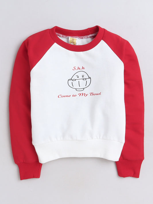 Raglan Full Sleeves Placement Text   Printed Cotton Terry Autumn Winter Sweatshirt