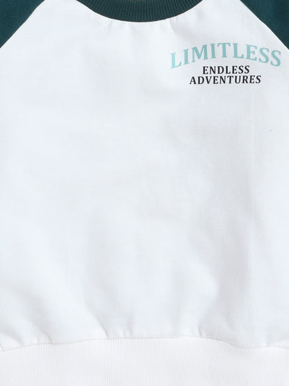 Raglan Full Sleeves Placement Text   Printed Cotton Terry Autumn Winter Sweatshirt