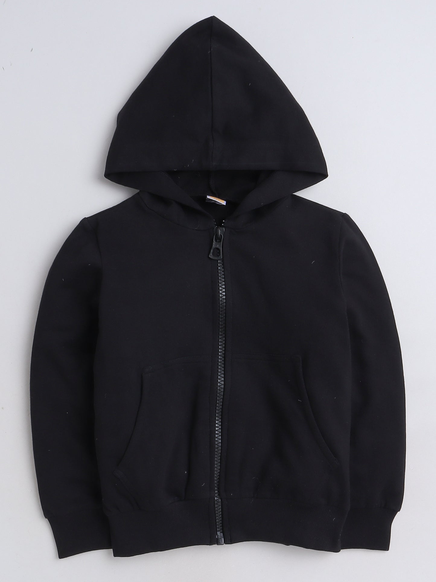 Full Sleeves Solid Front Zipper Hooded Cotton Terry Autumn Winter Sweatshirt
