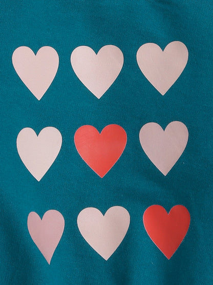 Full Sleeves Hearts  Printed Cotton Terry Autumn Winter Sweatshirt