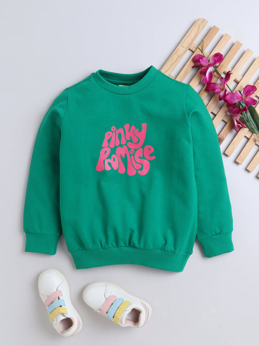 Cotton Terry Full Sleeves Pinky Promise Text Printed Sweatshirt