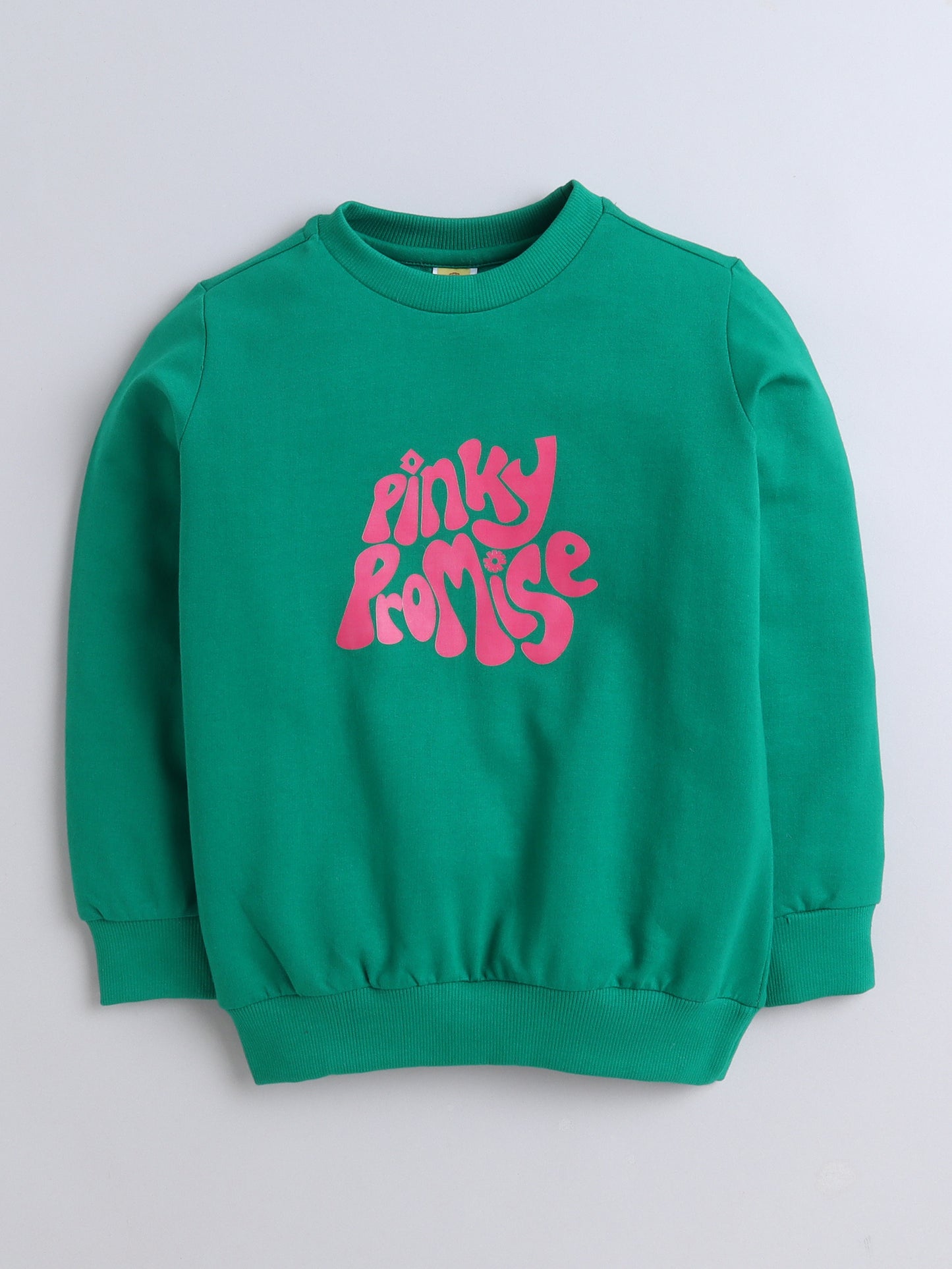 Cotton Terry Full Sleeves Pinky Promise Text Printed Sweatshirt