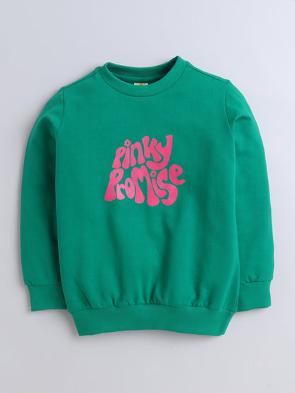 Cotton Terry Full Sleeves Pinky Promise Text Printed Sweatshirt