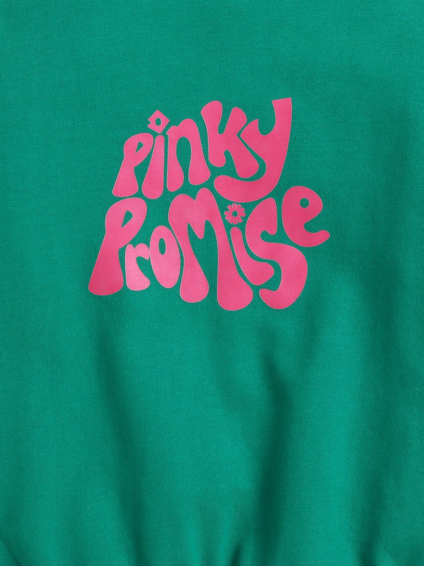 Cotton Terry Full Sleeves Pinky Promise Text Printed Sweatshirt